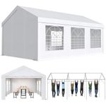 Devoko 4m x 6m Heavy Duty Marquee Gazebo with Sides, Waterproof Party Tent with Zipped Doors & Windows, Garden Event Shelter, Large Metal Frame Tent for Weddings, BBQ, Outdoor Storage, White