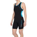 RunBreeze Women's Triathlon Suit | Breathable, Quick-Drying Tri Suit with Rear Pockets (Black/Blue, Small)