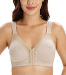 Lemorosy Full Coverage Front Closure Posture Bra Wirefree Unpadded Back Support Bra(Toffee, 44DDD)