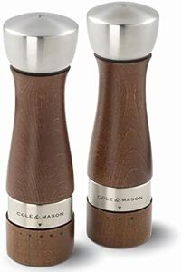COLE & MASON Oldbury Wood Salt and Pepper Grinder Set - Wooden Mills Include Gift Box, Gourmet Precision Mechanisms and Premium Sea Salt & Peppercorns, Brown