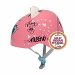 STREETJAM Kids Cycle Helmet Kitty Cat Open Face, Hard PP Outer Shell, EPS Inner Comfort Liner case, Adjustable Strap with Adjuster Dial, Skating, Sports (5-8 Years, Pink)