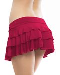 FEEL THE RISE Women's Babydoll Flirty Layered Ruffle Pleated Sexy Naughty Lingerie Mini Skirts for Special Romentic Moments (Large, Wine 3 Layers)