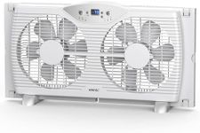 shinic Twin Window Fan with Reversible Airflow, Thermostat Controlled, 3 Speeds & 3 Functions(Exhaust, Intake & Circulate), 23.8" - 37" Expandable Width for Home Kitchen Use