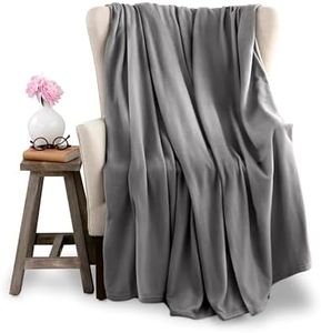 Full/Queen Size Microfleece Blanket | Fleece Bed Blanket | All-Season Comfort| Supersoft Lightweight Throw Blanket | Plush Throw Blanket for Bed Couch or Sofa | Travel Blanket | Pet-Friendly | Gray