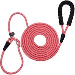 Boswany 12FT / 20FT Anti-Choke Long Training Lead, 3/8" Thick Slip Lead Rope Leash with Comfortable Handle, Reflective Nylon No Pull Leash for Medium Large Dogs