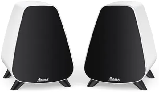 AORS AS31 Active Bookshelf Speakers: 80W RMS 2.0 Stereo Desktop Speakers with 3" Woofer, Bluetooth 5.3, RCA/Optical/SubOut, Wooden Cabinet - Ideal for Music, Gaming, Podcasts,dj Speaker (White)
