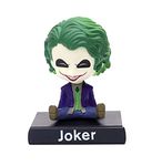 AUGEN Super Hero Joker Purple Suit Action Figure Limited Edition Bobblehead with Mobile Holder for Car Dashboard, Office Desk & Study Table (Pack of 1)(Plastic)