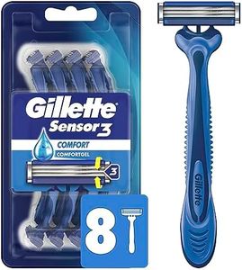 Gillette Sensor3 Comfort Disposable Razors for Men, 8 Count, Lubrastrip Glides Easily Over Your Skin