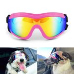 NAMSAN Sunglasses for Dogs Adjustable Dog Glasses Waterproof Windproof Dog Motorcycle Glasses Protective Glasses for Medium / Large Dogs Pink