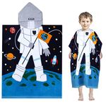 MOEMOE BABY Kids Hooded Beach Towel Cartoon Children Bath Poncho Cotton Bathrobe Swim Towel with Hood for Girl Boy Large Size 27.6"*23.2"(N-Astronaut)