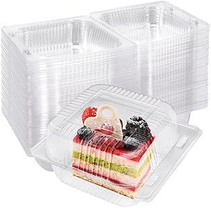 JEFHOMKIT 100Pcs Clear Plastic Take Out Containers,Clear Plastic Hinged Food Containers,Disposable Clamshell Dessert Container with Lid for Salads,Dessert,Cakes,5x4.7x2.8 inch