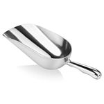 New Star Foodservice 34523 One-Piece Cast Aluminum Round Bottom Bar Ice Flour Utility Scoop, 12-Ounce, Silver