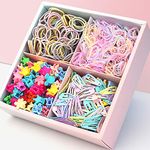 HCliptie 1140PCS MINI Baby Hair Ties and clips Cotton Toddler Hair Ties for Girls and Kids Multicolor Small Seamless Hair Bands Elastic Ponytail Holders