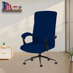 ELEGANTA Stretch Boss Office Chair Cover Printed Computer Chair Covers with Armrest Cover Universal Removable Spandex Rotating Chair Slipcovers Soft Desk Chair Seat Protector Navy Blue (Pack of 1)