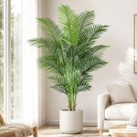 Keeplush Artificial Palm Tree 6ft Tall Fake Palm Tree Indoor Decor with 18 Trunks and Real Bark Design Faux Tropical Areca Palm Silk Floor Plant in Pot for Home Office Living Room Bedroom Decor 1pcs