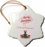 3dRose Merry Christmas to The Best Cousin Ever - Snowflake Ornament, Porcelain, 3-Inch (ORN_224136_1)