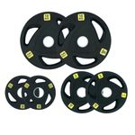 HAJEX Rubber Olympic Weight Plates Set 2 inch - Pairs of 5.5 LB (2.5kg), 11 LB (5kg), & 22 LB (10kg) Plates - Olympic Weights Set 77 LB