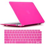 RUBAN Case for MacBook Air 13 inch Case 2022, 2021-2018 Release A2337 M1 A2179 A1932 - Protective Snap On Hard Shell Cover and Keyboard Cover for Version MacBook Air 13 with Touch Bar (Hot Pink)