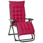 Outsunny Reclining Zero Gravity Chair with Adjustable Backrest, Folding Garden Sun Lounger with Removable Cushion and Headrest, Wine Red
