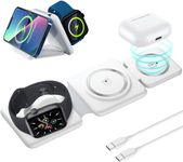 Fuel co 3 in 1 Wireless Foldable Charger 23W Mag Safe Fast Magnetic for iPhone 15 14 13 12 Apple Watch Ultra AirPods 2 3 Pro Supports Dual Phone Charge Magsafe Compatible 3-in-1 Portable Station Dock