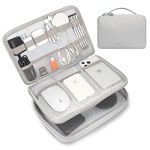 FYY Electronic Organizer, Travel Cable Organizer Bag Pouch Electronic Accessories Carry Case Portable Waterproof All-in-One Double Layers Storage Bag for Cable, Cord, Charger, Phone, Hard Drive, Grey, Handle-Grey, Double Layer-l