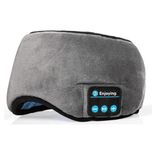 Cazuela Headphones Wireless Bluetooth Eye Mask - Music Travel Sleep Mask Bluetooth Wireless Handsfree Sleeping Eye Mask with Speakers Microphone for Side Sleepers Washable (Grey)