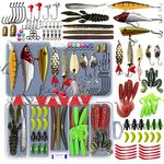 UperUper Fishing Lures Kit Set, Baits Tackle Including Crankbaits, Topwater Lures, Spinnerbaits, Worms, Jigs, Hooks, Tackle Box and More Fishing Gear Lures for Bass Trout