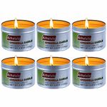 Arhalulu Citronella Candles Outdoor, 4.4 OZ Pack of 6 150 Hours Burning, Citronella Candles Set Outside for Party Hiking Camping Patio BBQ Deck Lanai Garden Yard Home Balcony (Silver)