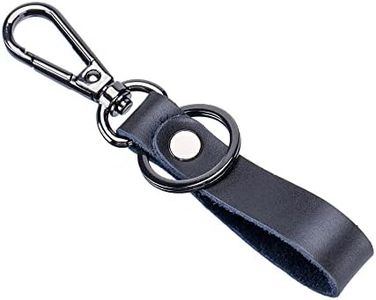 JIUFENG Keyrings Car Key Holder Simple Genuine Leather Keychains Pendant Key Rings Unisex (Black)