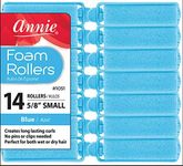 Annie Salon Style Small Foam Hair Rollers - 5/8" Blue - 14 Piece Set - Soft Heat-less Hair Curling Tools