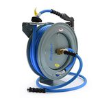 Zephyr Auto-Retractable Garden Hose Reel | Heavy-Duty | Made in India | w/ ½in x 65ft Zephyr Hose and HD Spray Gun - Grey