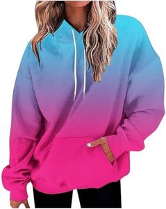 Recent Orders, Pullover Hoodies for Women, Womens Oversized Hoodies Neon Print Sweatshirt Fall Thin Long Sleeve Gradient Pullover Trendy Tie Dye Ombre Sweater