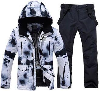 RIUIYELE Men's Ski Jacket and Pants Set Insulated Waterproof Snowsuits Winter Warm Outdoor Skiing Snowboard Jackets for Men (2202+Black, XXL)