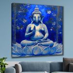 SAF paintings Wooden Framed Lord Ganesha Canvas Wall Painting for Home Décor And Office||For Bedroom,Living Room Home wall and Office Interior 24X24Inch and Office CR-276