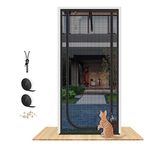 Upgraded Pet Screen Door Fits Doors Up to 32"x78",Heavy Duty Cat Proof Mesh Screen Door with Zipper Closure,Prevent Cats Running Out from Home,Bedroom,Living Room,Kitchen (U-Type,Black)