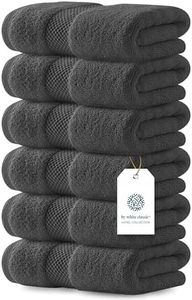White Classic Luxury Charcoal Hand Towels - Soft 100% Turkish Cotton | Highly Absorbent Hotel spa Bathroom Towel Collection | 16x30 Inch | Set of 6