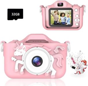 Kids Camera Gifts for 3-8 Year Old Boys Girls, IGGDOQI Children Digital Camera with Silicone Cover, HD Video 2 Inch Screenfor Outdoor Play with 32GB TF Card and Card Readers for Boys Girls Gift（Pink）