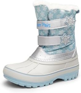 DREAM PAIRS Boys Girls Snow Boots Waterproof Outdoor Sport Warm Cozy Anti-Slip Cute Ankle Winter Shoes for Toddler/Little/Big Kid,Size 11 Little Kid,Light Blue/White,DUCKO