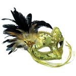 Bristol Novelty EM393 Mask with Braided Eye Pattern on Headband, Womens, Gold, One Size