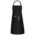 HGKOL Kitchen Apron Unisex Adjustable Bib Apron Chef Aprons with 2 Pockets Women Men Apron Cooking Kitchen Chef Aprons for Home Kitchen, Restaurant, Coffee house, BBQ - Black