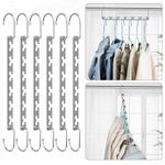 cycleacc 6Pcs Magical Space Saving Hangers, Multi Hangers Saving Space, Stainless Steel Metal Hangers Portable, Wardrobe Storage, New Home Gifts