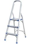 Stanz (TM) 3 Step Aluminum Frame Stool with Hand Grip, Three Steps Ladder 300 Pound Capacity