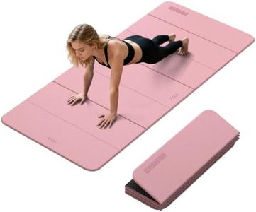 Foldable Yoga Mat Thick 10mm-WUWAN Extra Large Exercise mat, TPE Material, Non-Slip Fitness Folding Mats Easy to Carry For Home Workout Travel Pilates(74.8" x40",2/5") (Pink)