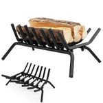 COSTWAY 19” Fire Grate, Solid Steel Fireplace Log Holder with 7 Steel Bars, Heavy Duty Log Coal Grate Wood Stove Basket for Indoor Outdoor