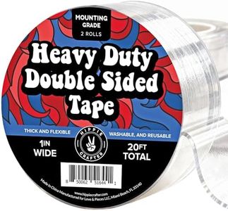 HIPPIE CRAFTER Strong Double Sided Tape Heavy Duty Wall Tape or Mounting Transparent Clear Nano Reusable and Removable Roll 1" x 10FT - 2 Pack