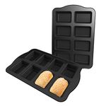 Mini Bread Loaf Pan, Beasea Mini Loaf Baking Pans Set of 2, 8 Cavity Nonstick Brownie Pan Mini Cake Pan Carbon Steel Brownie Baking Tray Bakeware for Oven Baking