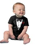 Ann Arbor T-shirt Co. Unisex Baby Tuxedo Baby Funny Infant Humor One Piece-18 Month Black