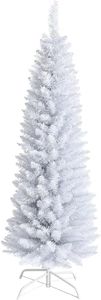 Giantex 5FT Artificia Pencil Christmas Tree, Realistic Unlit Pine Tree with 240 PVC Needles & Folding Metal Stand, for Indoor Outdoor Christmas Decoration