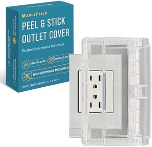 Maplefield Peel and Stick Outlet Cover for Single Stack US Outlets, Waterproof Outlet Splash Guard, Outdoor, Indoor Outlet Cover, Childproof Button Hinged Cover, Stay Closed During Use, 6.3" x 5"