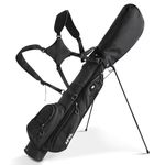 Small Golf Bag, 3 Divider Fit Up to 8 Clubs, Golf Stand Bag with Rain Cover, Easy to Carry and Durable Pitch n Putt Golf Bag, Lightweight Golf Bag with Strap and Stand for Men n Women